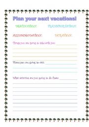 English Worksheet: MY VACATIONS
