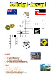 English Worksheet: New Zealand - crossword & key