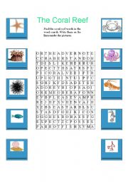 English worksheet: The Coral Reef Word Search