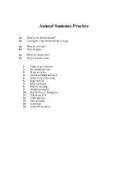 English worksheet: Animal Topic Sentence Practice