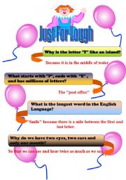 English worksheet: just for laugh