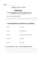 English worksheet: Prefix non-