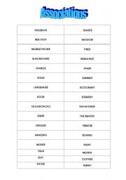 English Worksheet: ASSOCIATION GAME (PASSWORD)