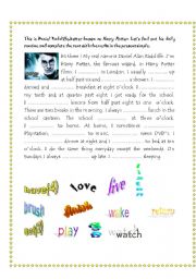 English Worksheet: Harry Potter`s Daily Routine