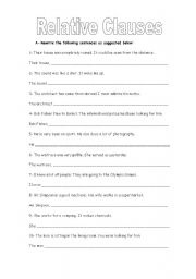 English Worksheet: relative clauses