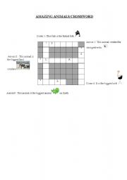 English worksheet: Amazing Animals Crossword