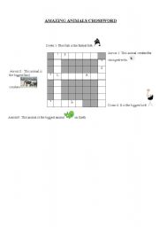 English Worksheet: Amazing Animals Crossword