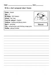 English Worksheet: Writing Short Paragraph