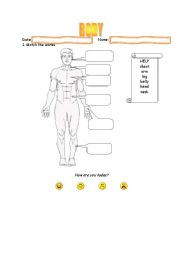 English worksheet: Vocabulary - Body -  with help