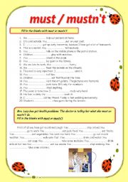 English Worksheet: must mustnt