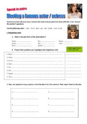 English Worksheet: Pair work: meeting a famous actor / actress