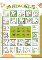 English Worksheet: Animals - matching