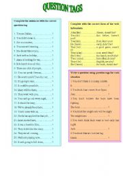 English Worksheet: question tags