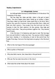 English Worksheet: An Unforgettable Journey