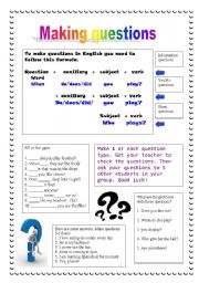 English Worksheet: Making basic questions VERY CLEAR EXPLANATION! 