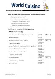 English Worksheet: WORLD CUISINE