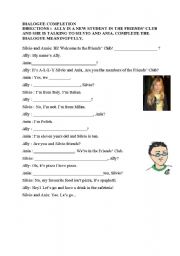 English Worksheet: DIALOGUE COMPLETION