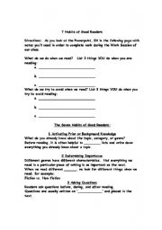 English worksheet: 7 Habits of Good Readers Powerpoint Guided Reading Notes