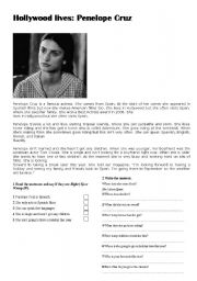 English Worksheet: HOLLIWOOD LIVES: PENELOPE CRUZ