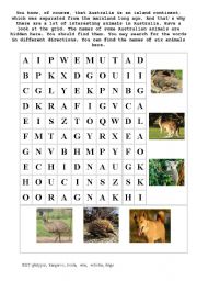 English worksheet: Australian animals