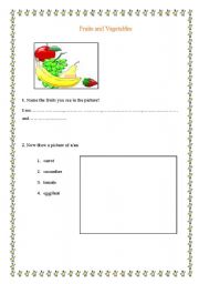 English worksheet: Fruits & Vegetables