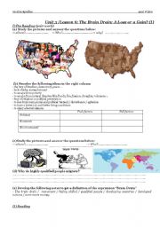 English Worksheet: the brain drain