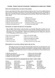 English Worksheet: reading about routine