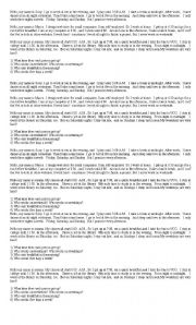 English Worksheet: READING AND WRITING ABOUT ROUTINES