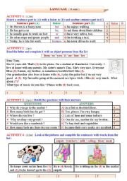 English Worksheet: Test : Part 2+3 : Language + Writing