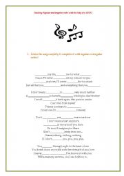English worksheet: Teaching Regular and irregular verbs with the help of a SONG 2