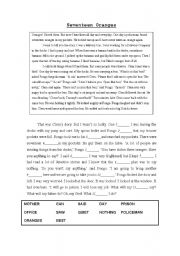 English Worksheet: Story: Seventeen Oranges