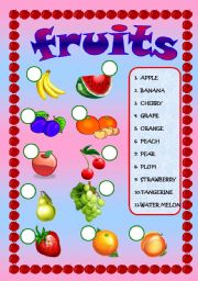 English Worksheet: fruits