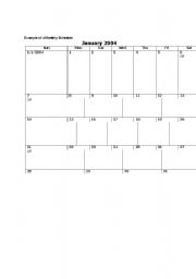English Worksheet: Monthly calender plan