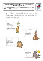 English Worksheet: Writing about animals
