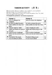 English worksheet: tandem present progressive