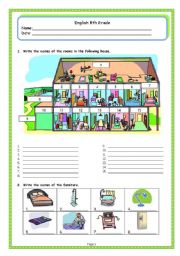 English Worksheet: House + Furniture Worksheet