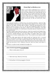 English Worksheet: reading comprehension on Green DAy