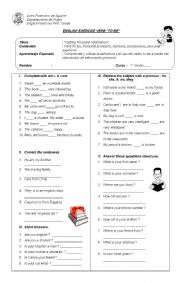 English Worksheet: To be exercises