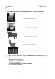 English worksheet: prepositions of place and words