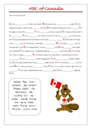 English Worksheet: ABC of  Canada