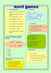 English Worksheet: word games
