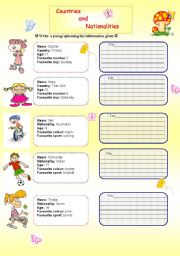 English Worksheet: Countries and Nationalities