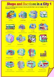 English Worksheet: Shops and Services in a City 1