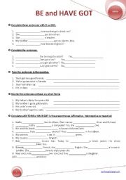 English Worksheet: Be and Have got