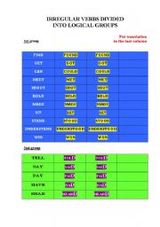 English worksheet: irregular verbs