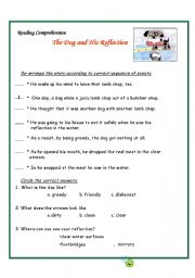 English Worksheet: The Dog and His Reflection
