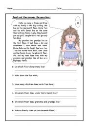 English Worksheet: Comprehension Reading 