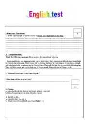 English Worksheet: English test for 10th grade