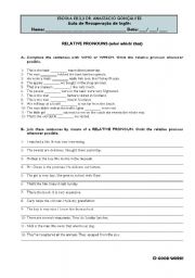 English Worksheet: Relative pronouns