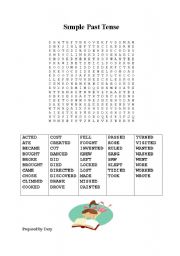 English Worksheet: word search past simple tense with verb2